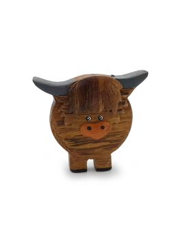 Wooden Highland Cow Fridge Magnet