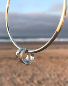 Silver Bangle with Scottish Coastline Charm
