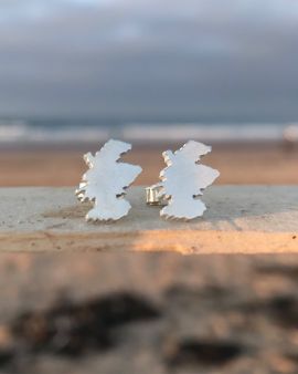 Silver Stud Earrings with Scottish Coastline Design