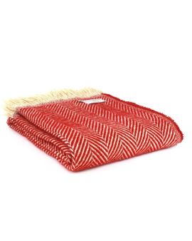 Recycled Wool Chevron Throw - Coral