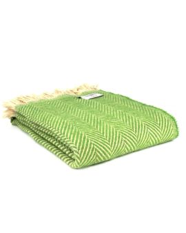 Recycled Wool Chevron Throw - Lime Green