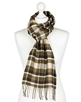 Johnstons of Elgin Woven Scarf - Green / Brown