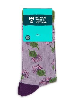*3 FOR £20* Women’s Bamboo Socks With Lilac Thistle Pattern