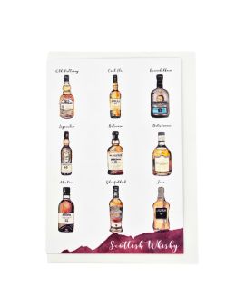 Sarah Leask Studio Whisky Bottles Greetings Card