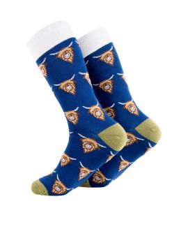Men's Bamboo Socks with Highland Cow Pattern