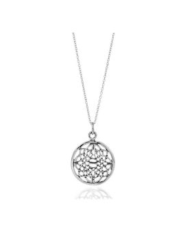Sterling Silver Celtic Weave Round Open Pendant Necklace