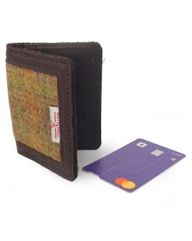 Harris Tweed and Deerskin Leather Wallet in Green/Brown