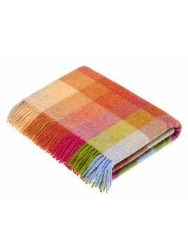 100% Pure New Wool Checked Throws - Mixed Orange