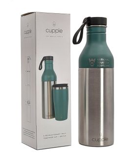 Cupple Reusable Water Bottle and Coffee Cup-Green