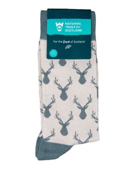 Men's Bamboo Socks with Green Stag Pattern