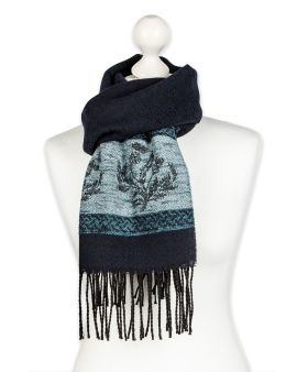 Celtic Scarf in Navy with Thistle Design