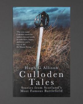 The cover of the book 'Culloden Tales' featuring a sword sticking out of the ground.
