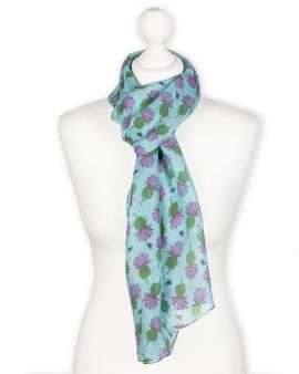 Green Thistle Silk Scarf - Concept Bloom