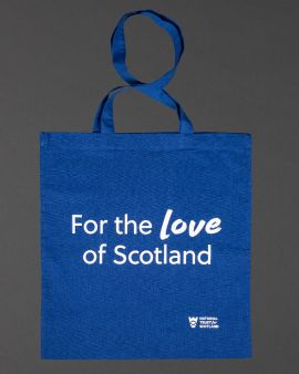 blue shopper with 'for the love of scotland' written on it