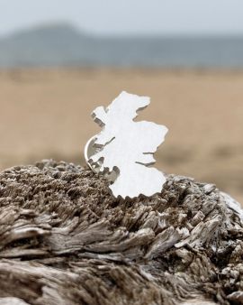 Silver Lapel Pin In Scottish Coastline Design